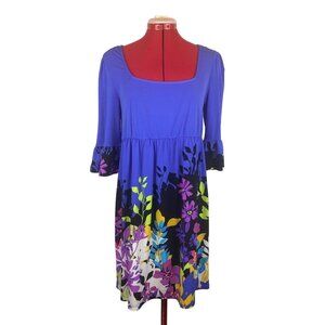 ECI Baby Doll Floral Retro Classic Feminine Size 6 Dress 3/4  Ruffle Sleeve